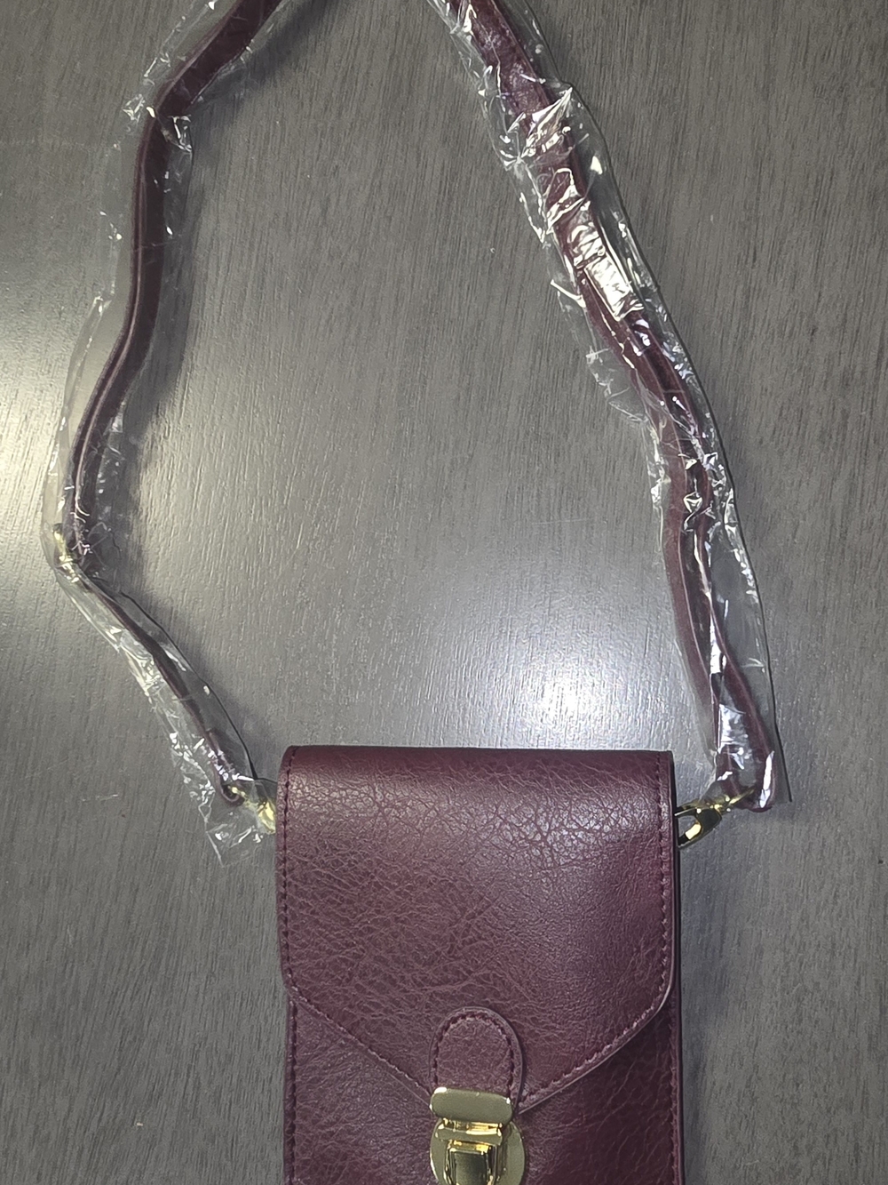Plum Crossbody Phone Bag with Gold Hardware